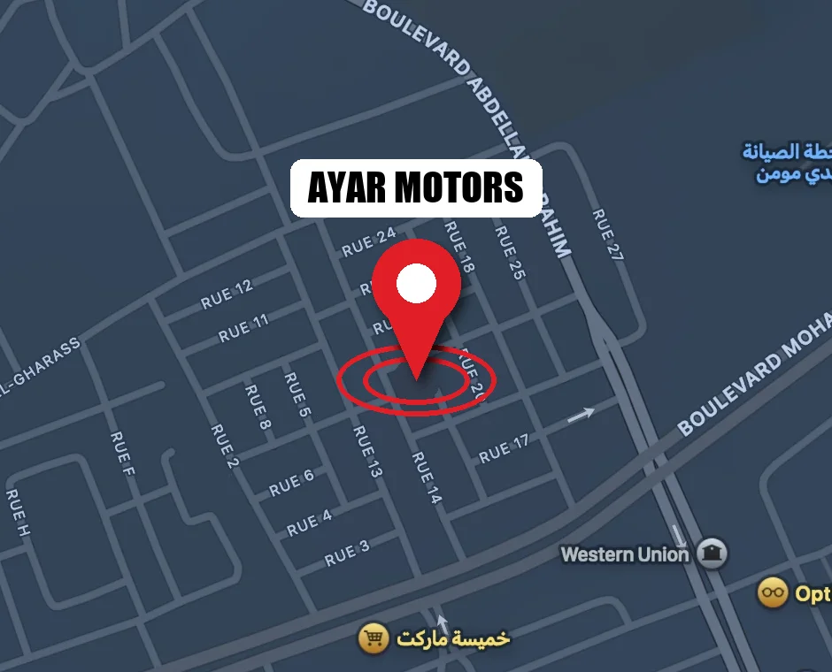 Plan d'accès : AYAR MOTORS près du Boulevard Abdellah Ibrahim et du Boulevard Mohamed Zefzaf